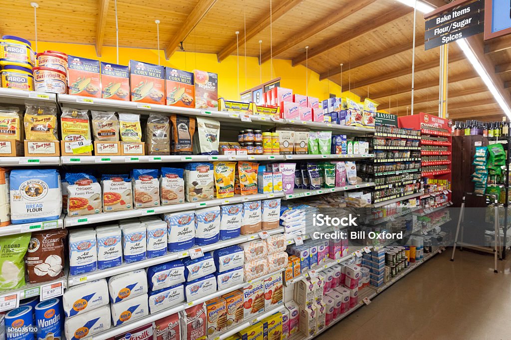 Cooking supplies section in grocery store